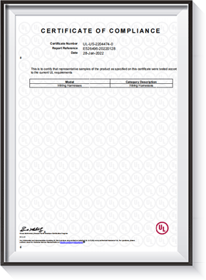 UL Safety - Certificate of Approval
